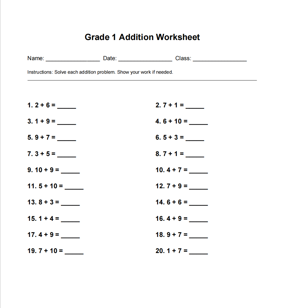 1 Minute Math: Addition